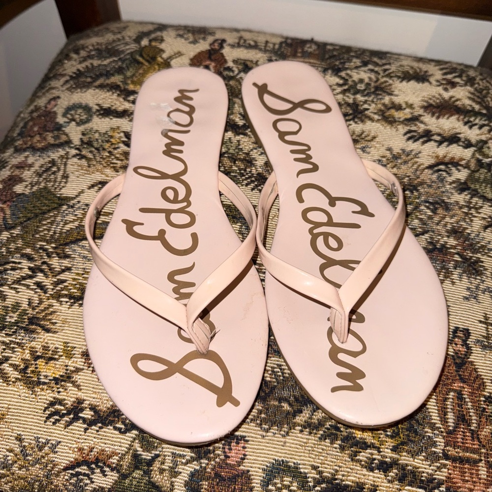 ✨ Sam Edelman Tanya Vegan Patent Leather Flip Flops | Blush Pink | Sz 6 ✨ - Picture 6 of 10